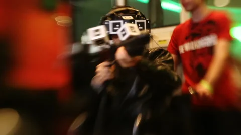 VRLA Expo - Walking Dead VR Player Lens Baby slow motion  Stock Footage 59579146