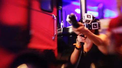 VRLA Expo - Walking Dead VR Player Lens Baby Slow Motion Stock Footage 59579648