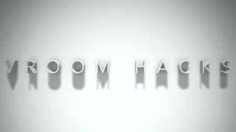 Vroom hacks 3D title animation with shadows on a white background Stock Footage 297570545