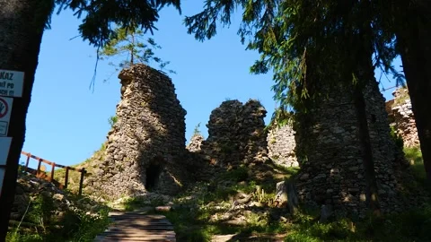 Vrsatec Castle Ruins Surrounded by Forest in Slovakia Stock Footage 342112706