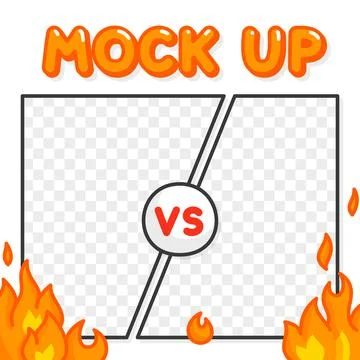 VS battle blank border frame template kawaii doodle cartoon vector Stock Illustration