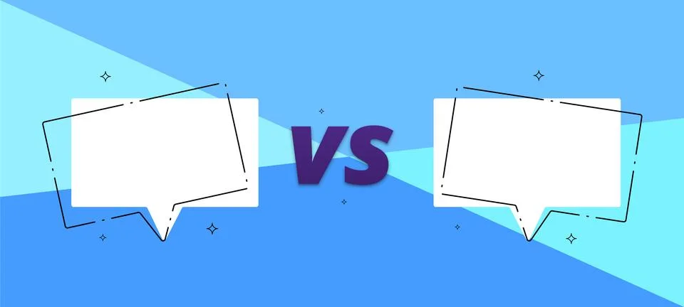 VS card with empty speech bubbles.  Versus screen template. Vector illustrati Illustrazione stock