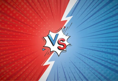 Vs cartoon background. Comic versus duel battle or team challenge concept Stock Illustration