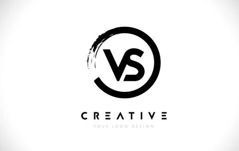 VS Circular Letter Logo with Circle Brush Design and White Background. Stock Illustration