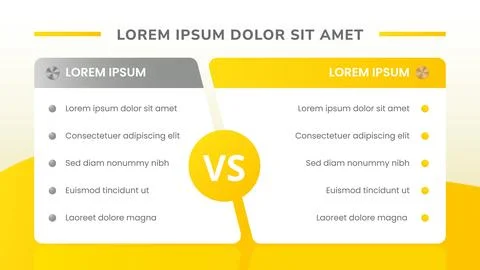VS Comparison Presentation Layout with Side by Side Feature Comparison Stock Illustration