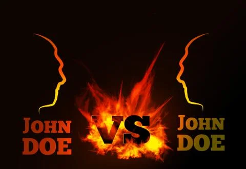 VS comparison of a vector background with a fiery flame Stock Illustration