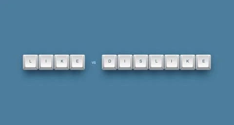 Like vs dislike text on a 3d keyboard button with shadow concept series イラスト素材