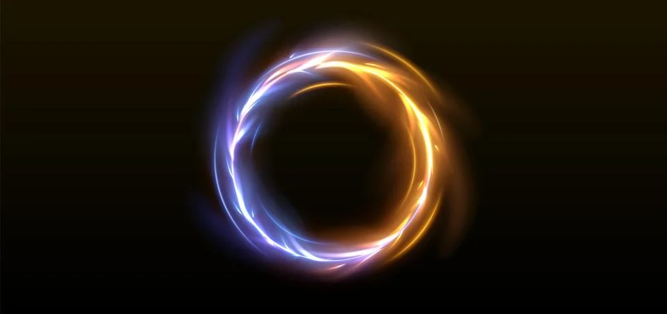 Vs fire effect circle frame. Flame light ring Stock Illustration