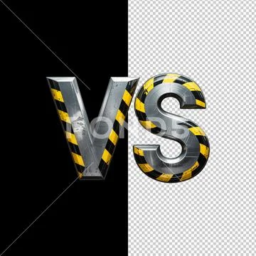 Vs icon with yellow hazard stripes, heavy duty versus badge PSD Template