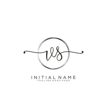VS Initial handwriting logo with circle template vector Stock Illustration