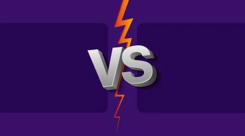 VS letters on ultraviolet background with lightning. Versus Vector Illustrati 库存插图