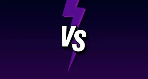 VS letters on ultraviolet background with lightning. Versus Vector Illustrati Stock Illustration
