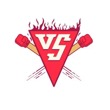 VS logo symbol. Vector illustration versus fight emblem with fire and red Stock Illustration