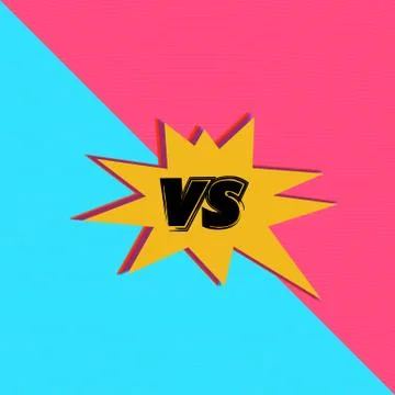 VS screen. Versus sign on divided background. Pop art retro style. Decorative Stock Illustration