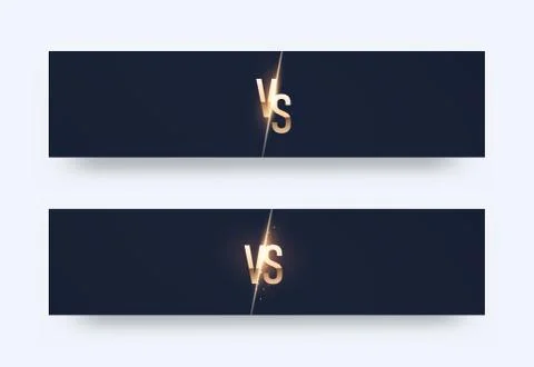 VS. two horizontal flyer vs letters on black background with shinning versus Stock Illustration