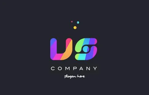 Vs v s  colored rainbow creative colors alphabet letter logo icon Stock Illustration