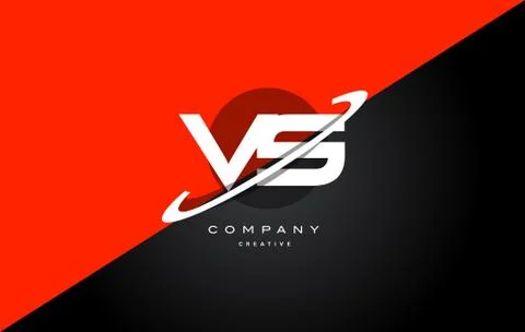 Vs v s  red black technology alphabet company letter logo icon Stock Illustration