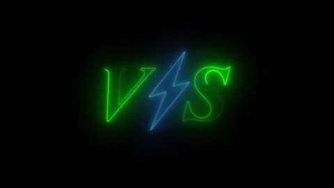 V/S Versus animation with glowing green letters and a blue lightning bolt s.. Stock-Footage 339513201