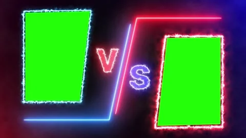 Vs versus bars neon animated versus vs bars neon blue and red multiplayer c.. Stock Footage 274371940