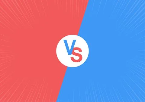VS Versus battle between fighters or teams on red and blue background vector 스톡 일러스트