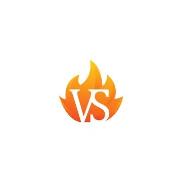 VS, versus with fire flame. Vector icon logo template Stock Illustration