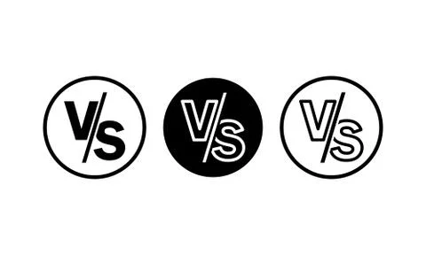 VS versus letters vector logo icon. Symbol of 3 types for confrontation or op Stock Illustration