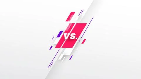 Vs. Vertical versus screen design in white background. purple pink color. Battle Stock Illustration