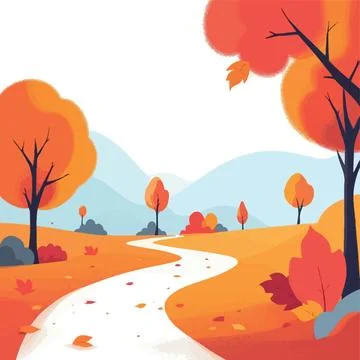Vsai winding path through autumn landscape invites exploration and serenity Stock Illustration