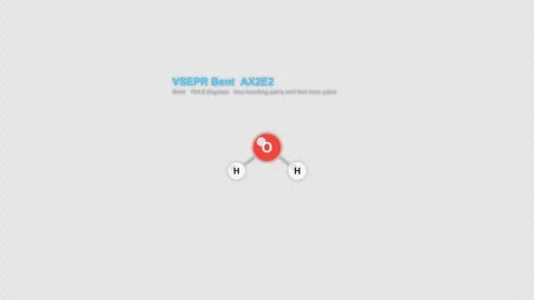 VSEPR Bent AX2E2 Ball And Stick Model Animation Labeled Alpha 4K Stockbeeldmateriaal 339310069