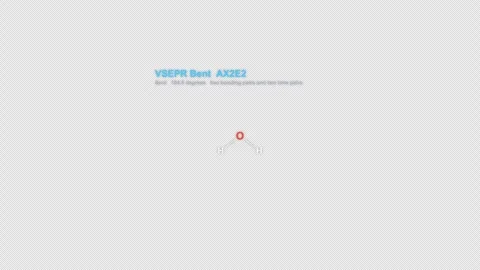 VSEPR Bent AX2E2 Lewis Structure Animation Labeled Alpha 4K 動画素材 339310083