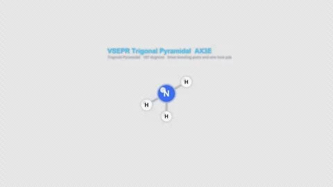 VSEPR Trigonal Pyramidal AX3E Ball And Stick Model Animation Labeled Alpha 4K 動画素材 339311356