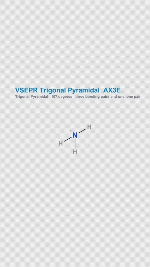 VSEPR Trigonal Pyramidal AX3E Lewis Structure Labeled 4K Vertical 9x16 Light Видео 339506103