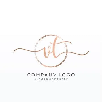 VT Initial handwriting logo design Stock Illustration