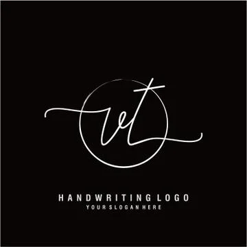 VT Initial handwriting logo design Stock Illustration