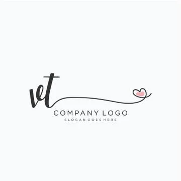 VT Initial handwriting logo design Illustrazione stock