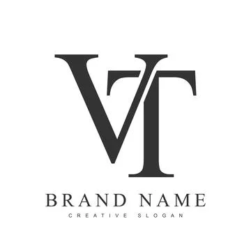 VT trendy logotype template. Initial letter v and t classic font style. Cre.. Stock Illustration