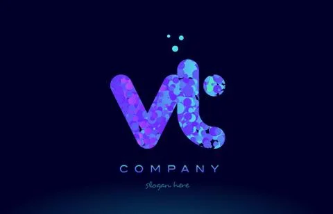 Vt v t bubble circle dots pink blue alphabet letter logo icon vector Stock Illustration