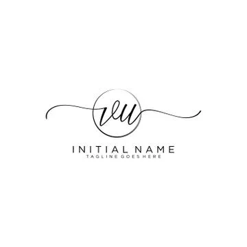 VU Initial handwriting logo with circle template vector Stockillustratie