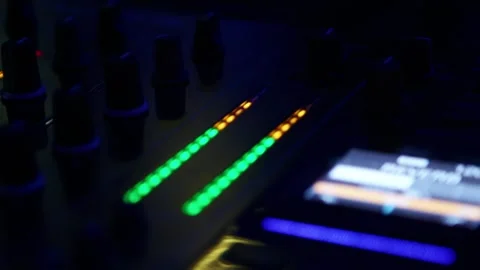 VU meter indicator on the mixer Stock Footage 318412291