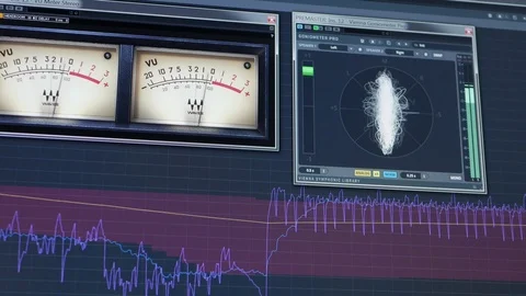 VU meter professional sound plugin in audio software workstation 動画素材 88332966