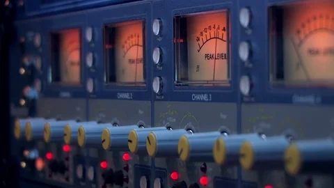 VU meter in a recording studio Stock Footage 70692595