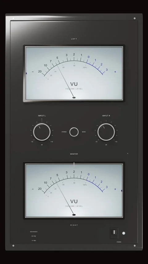 VU meter stereo piano black vertical Stock Footage 346481820