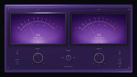 VU meter stereo ultraviolet horizontal Vídeos de archivo 345450787