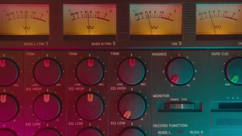 VU Meters and Knobs on Analog Tape Recorder Video stock 253017880