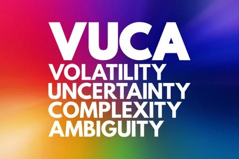 VUCA - Volatility, Uncertainty, Complexity, Ambiguity acronym, business conce Stock Illustration
