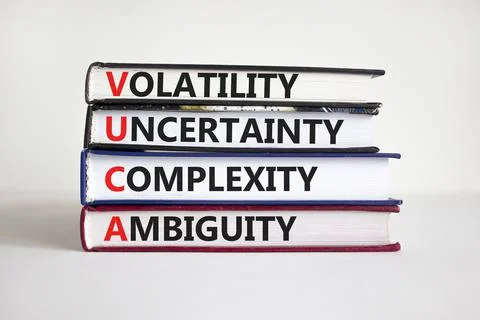 VUCA volatility, uncertainty, complexity, ambiguity symbol. Words 'VUCA volat Stockfoto's