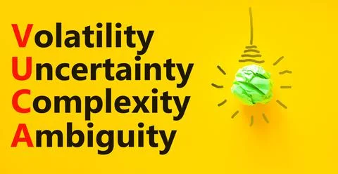 VUCA volatility uncertainty complexity ambiguity symbol. Concept words VUCA v Foto stock
