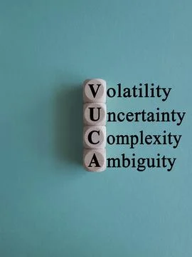 VUCA volatility, uncertainty, complexity, ambiguity symbol. 库存照片