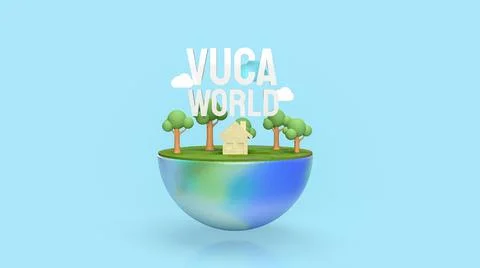 The vuca world  white text for abstract background concept 3d rendering Illustrazione stock