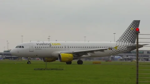 Vueling Airbus lining up for take off Stock Footage 45997994